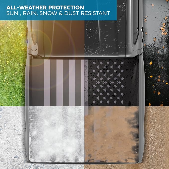 American Flag Truck Tonneau Cover for Ford F-250 F-350 Super Duty 2017-2026 / F-350 with 6.8 ft Bed Length, All-Weather Soft Tri-Fold Truck Bed Cover for Truck Black/Gray Flag