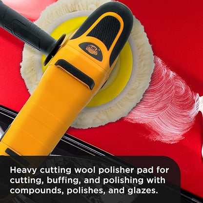 Dura-Gold 3 Pack of 8 100% Wool Hook & Loop Grip Buffing Pads with a 7" Flexible Edge Backing Plate - Compound Cutting, Polishing - Fits Auto Car Detailing Polisher Sanders - Paint, Boat