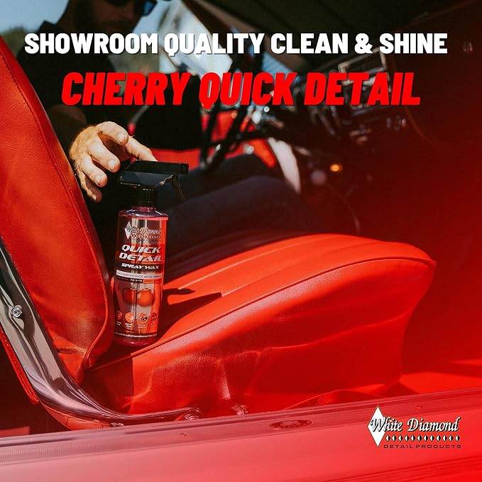 Schultz Laboratories White Diamond Cherry Scented Quick Detail Spray, 16 oz All Purpose Spray Cleaner, Safe for Interior & Exterior Use