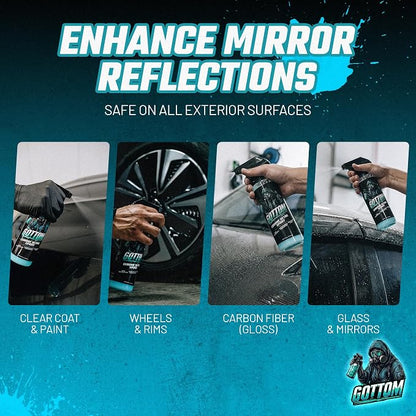 Gottom Ceramic Detail Spray - 16 oz - SiO2 Hydrophobic Deep Shine Ultra Gloss Top Coat Detailer to Enhance, Extend & Protect - Scented with Midnight Ice