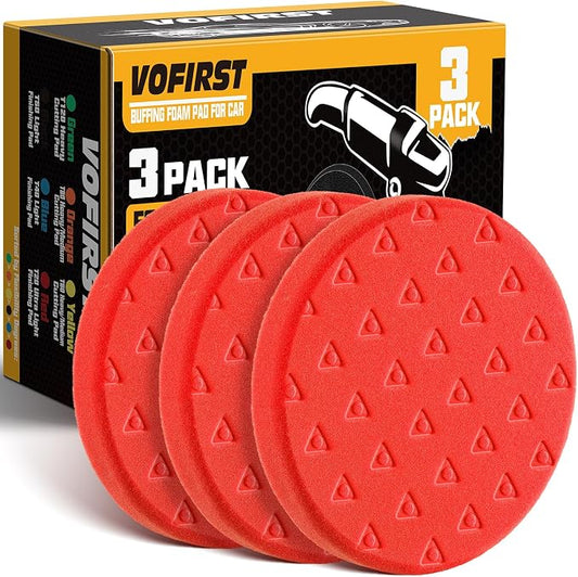 6.5 Inch Buffing Pads, 3Pcs Red Polishing Pad for 6 Inch 150mm Backing Plate - High-Density Buffing Sponge Pads for Car Buffer Boat Polisher Compounding, Polishing & Waxing