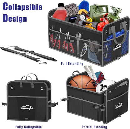 EPAuto Car Trunk Organizer with Adjustable Multi Compartment, Removal Lid and Securing Straps, Black