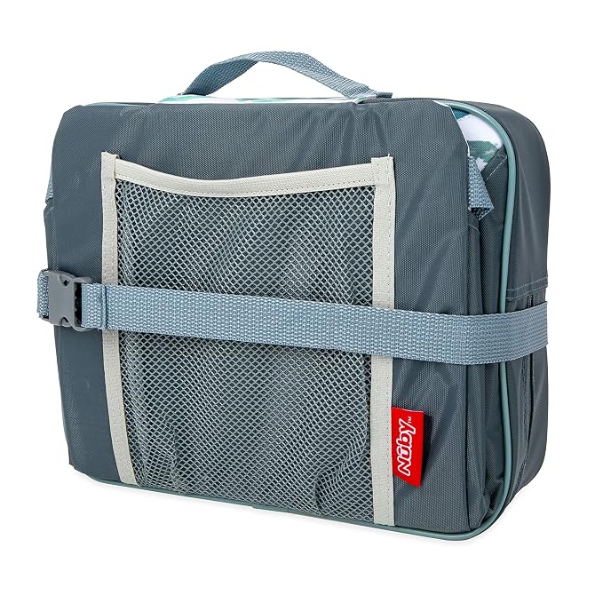 Nuby Easy Go Booster Seat - Travel Booster Seat for Babies and Toddlers - Holds Up to 35 Pounds - 9+ Months - Gray Chevron