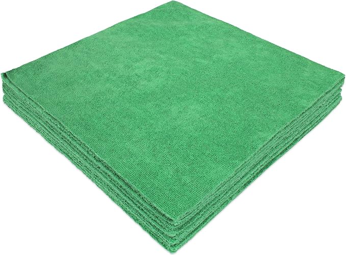 CleanAide Ultrasonic-Cut 300 GSM Microfiber Cleaning Towels, Lint-Free, Scratch-Free, Highly Absorbent, Durable & Reusable with Label-Free Edges for Auto, Home & Commercial Use, 14" x 14", 12-Pack,