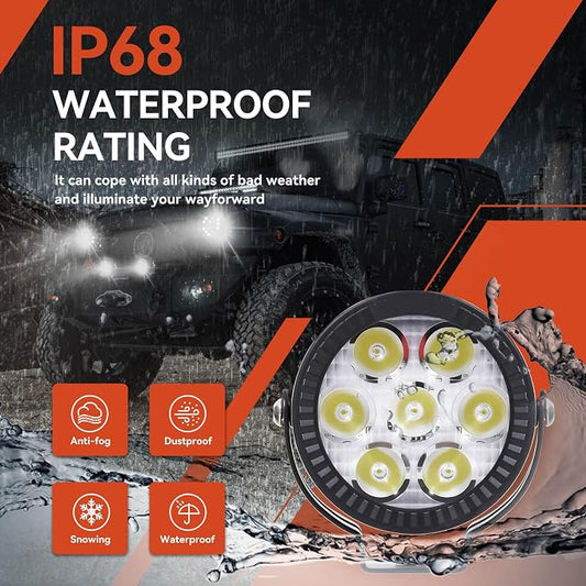 2Pcs 4.5inch 120W LED Light Pods with Amber Covers, 12000LM Yellow Fog Light Pods LED Light Bar Offroad Driving Lights,for Jeep Wrangler Truck Car ATV SUV Motorcycle Cabin Boat (2Pcs 4.5Inch Lights)