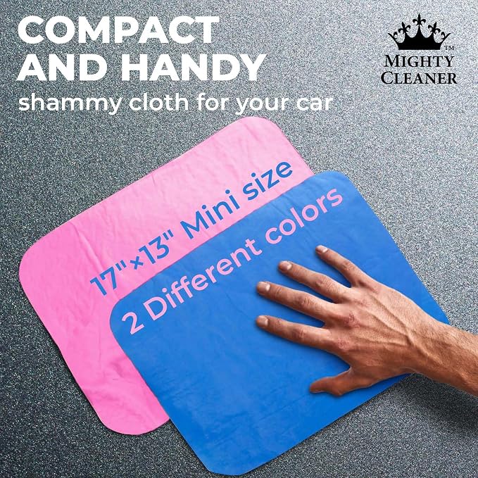 Premium 2pk Mini +1 Free Shammy Cloth for Car Drying - 17”x13” - Super Absorbent Chamois Towel for Car - Scratch-Free, Reusable & Soft Cleaning Towel