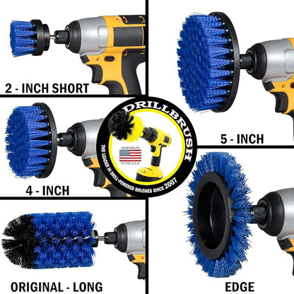 Grout Cleaner Kit - Bathroom Drill Brush Attachment Set - Household Cleaning Supplies - Shower Cleaner - Tub Scrubber - Toilet Brush - Spotless Tiles - Power Scrubbing Nylon Bristles