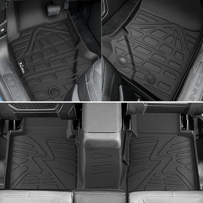 KARPAL Floor Mats for 2021-2025 2026 Ford Bronco 4 Door (Not fit Sport), Custom Fit TPE All Weather Ford Bronco Accessories 1st&2nd Row Floor Liner & Cargo Liner Backrest Mat