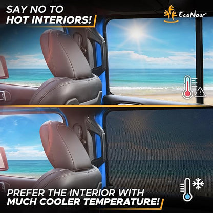 EcoNour Rear Window Shade for Jeep Wrangler | Car Window Mesh Screen for Camping, Bug & Privacy | Blackout Window Cover to Protect Sun & UV Rays for 1997 to 2025 Jeep Wrangler JK TJ JL & Gladiator JT