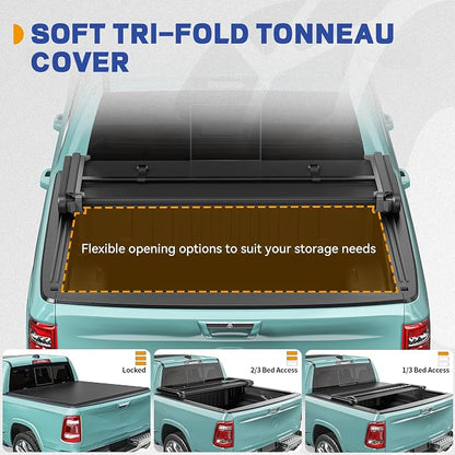 Soft Tri-Fold Truck Bed Tonneau Cover Fit for Nissan Frontier 2005-2026(NO México) 5 ft Bed
