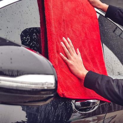 Maxshine 12 Pack Big Red Microfiber Towel (1000GSM) - Large Plush, Rinse-Free Drying Towels, Double-Sided Detailing for Cars (20”x28” / 51x71cm), Professional Auto Detailing Towels
