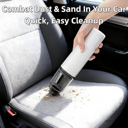 Handheld Vacuum Cordless, Car Vacuum Cleaner Portable with HEPA Filter, 2 Suction Modes, Mini Hand Held Vacuum Rechargeable for Car, Home, Pet Hair, Office, Keyboards(White)