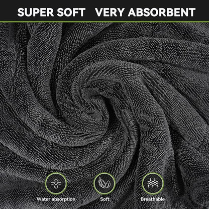 Car Drying Towels Extra Large Super Absorbent 1300gsm with Plush Edgeless, Microfiber Drying Towels for Cars, Trucks, SUVs, 25in x 36in (Grey)