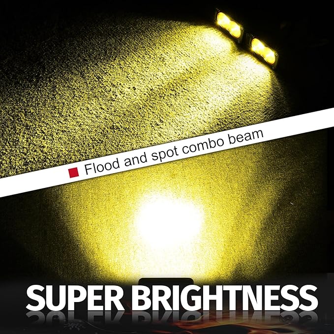 LED Pods Amber, 2Pcs 40W 3 Inch Driving Light Yellow Off Road Light LED Bumper Lights Super Bright LED Work Light Cube Waterproof Combo Fog Light for Truck ATV UTV SUV Motorcycle Boat