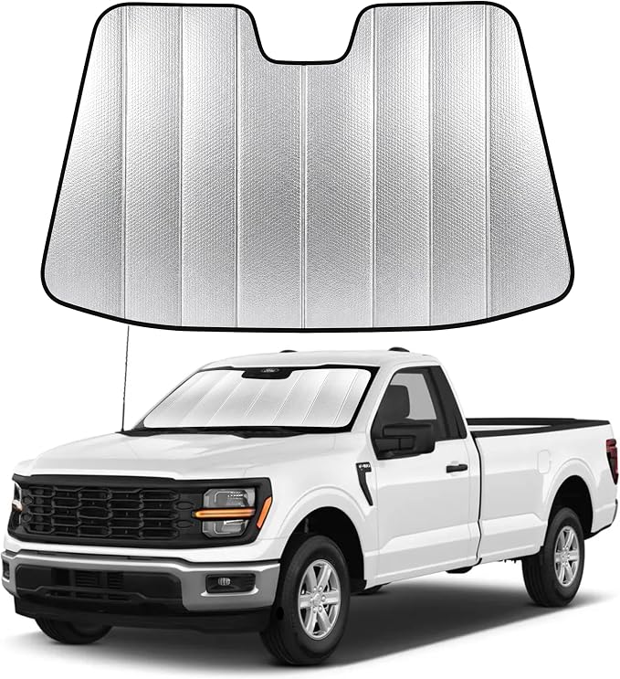 EcoNour Accordion Foldable Windshield Sun Shade Fit for Ford F150 2021-2024 2025 2026 Sunshade, Front Car Window Shades Sun Visor, Blocks UV Rays & Heat, Car Accessories