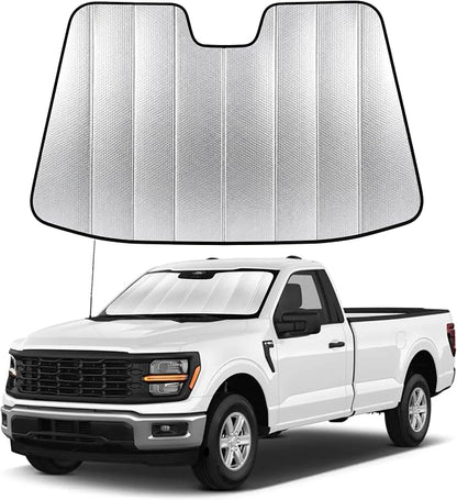 EcoNour Accordion Foldable Windshield Sun Shade Fit for Ford F150 2021-2024 2025 2026 Sunshade, Front Car Window Shades Sun Visor, Blocks UV Rays & Heat, Car Accessories