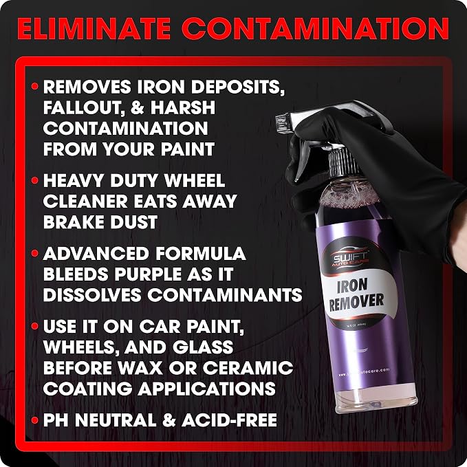 Swift Iron Remover & Wheel Cleaner (16 Oz) – Remove Brake Dust, Iron Oxide & Stuck-On Dirt & Debris from Paint & Wheels | Effective Formula for Decon Car Wash | Preps Paint for Wax Coatings