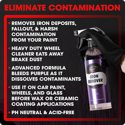 Swift Iron Remover & Wheel Cleaner (2-Pack) – Remove Brake Dust, Iron Oxide & Stuck-On Dirt & Debris from Paint & Wheels | Formula for Decon Car Wash | Preps Paint for Wax Coatings