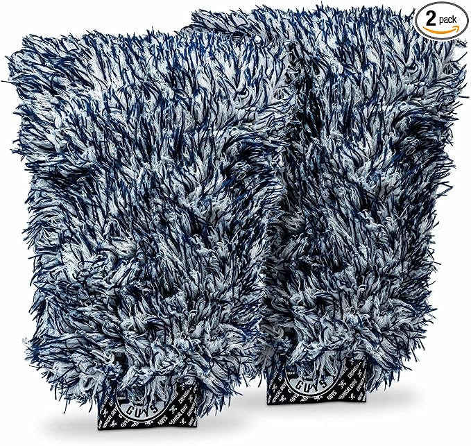 Chemical Guys, The Dually, Dual-Fiber, Wet-Dry Use, Microfiber Wash Mitt, (Car Wash Mitt Great for Car, Truck, SUV, RV, & More) Dark Blue + White, (2 Pack) MIC51702