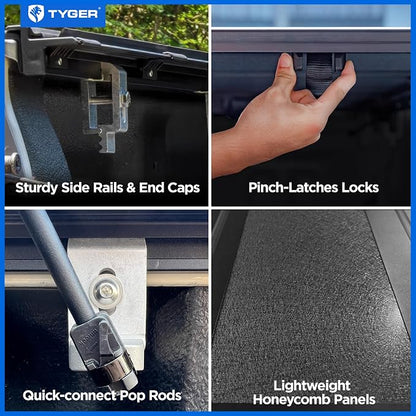 Tyger Auto T4 Flip-Up Low Profile Hard Alloy Truck Bed Tonneau Cover Compatible with 2020-2026 Chevy Silverado GMC Sierra 2500 3500HD (Fit Model w Rail Cap) | 6'10" (82") Bed | TG-BC4C4424