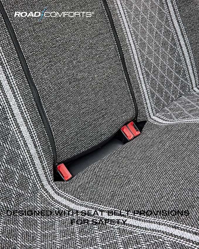 Road Comforts Baja Bench Seat Covers Grey Diamond Rear Blanket Seat Covers - Jacquard Fabric, Airbag Compatible, Universal Fits Car, Truck, SUV, and Vans
