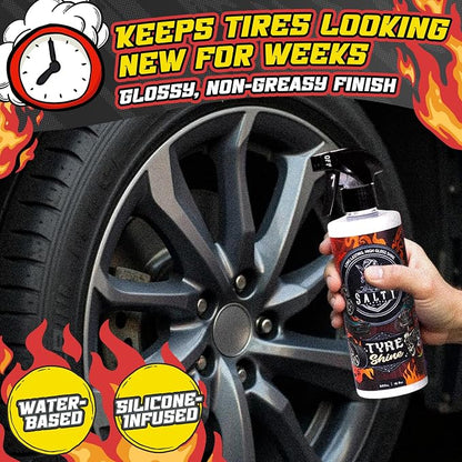 Salty Captain Tire Shine 16.9oz – Tire Shine Spray for Long-Lasting Gloss – Water-Based Formula with UV Shield – Safe for Cars, Trucks, Motorcycles, RVs & More – Non-Greasy & No Sling, Easy to Apply
