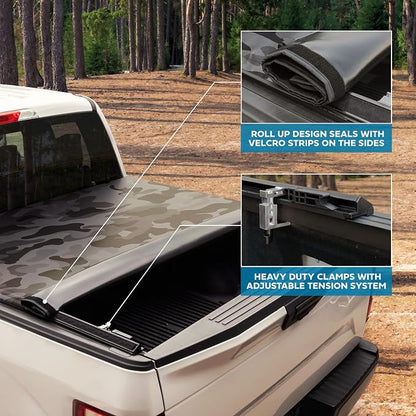 Camo Tonneau Cover for Ram 1500 (2009-2026) with 5.7 ft Bed Length, Soft Roll-Up All-Weather Retractable Truck Bed Cover Urban Camo Short Bed (NO RAMBOX)