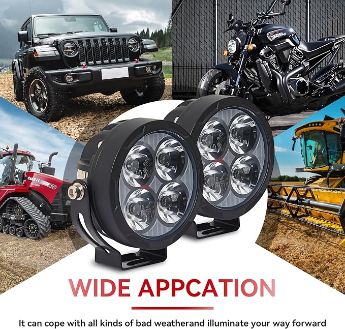 2PCS 3inch 80W LED Light Pods with Amber Covers, 9600LM Yellow Fog Light Pods LED Light Bar Offroad Driving Lights,for Jeep Wrangler Truck Car ATV SUV Motorcycle Cabin Boat (2Pcs 3Inch Lights)