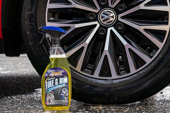Gliptone Total Tire and Rim Cleaner Spray, 22 Fl Oz, Safe for Clear-Coated & Painted Rims, Black & White Wall Tires, Spray-On, Hose-Off, Preps Tires for Shine, Professional Strength Formula