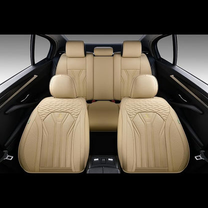 FLORICH Rear Seat Covers Leather Car Seat Covers Waterproof Back Seat Cover Automotive Seat Covers Universal Seat Cushion Protector for Most Cars Trucks SUV-Beige
