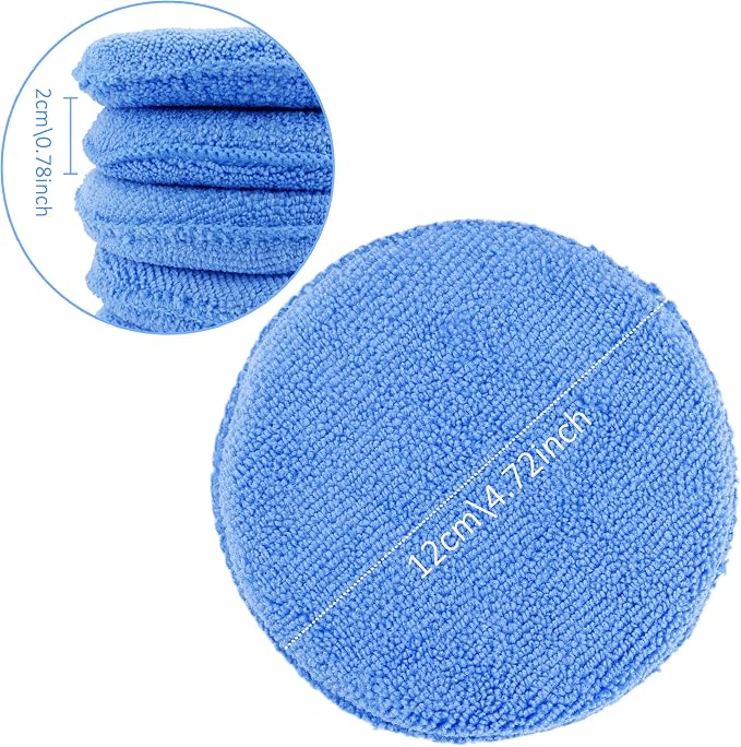 Wax Applicator Pads,Augshy 15 Pcs 4.72" Microfiber Applicator Pads Polishing Pad Buffing Pads (Blue)