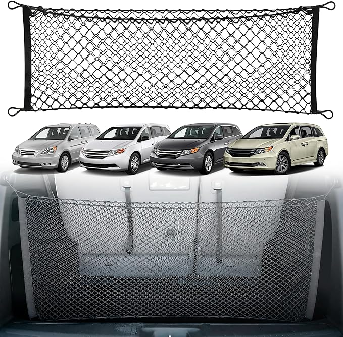 Envelope Style Trunk Mesh Cargo Net for Honda Odyssey 1995-2025 - Car Accessories - Premium Trunk Organizers and Storage - Cargo Net for SUV - Vehicle Carrier Organizer for Honda Odyssey