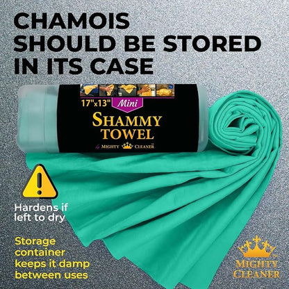 Premium 2pk Mini +1 Free Shammy Cloth for Car Drying - 17”x13” - Super Absorbent Chamois Towel for Car - Scratch-Free, Reusable & Soft Cleaning Towel