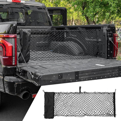 Cargo Net Compatible with 2015-2026 Ford F150 2017+ F250 F350 F450 Truck Bed Cargo Net 4.10'×1.51' Double Layer Envelope Style Dense Mesh Trunk Organizer for 2025 F-150 Exterior Accessories