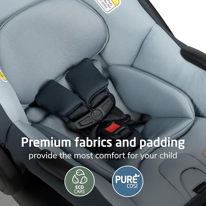 Maxi-Cosi Mico Pro Baby Infant Car Seat with Base, Ventilated Chair, Soft Headrest Pad, Easy-Install Latch, Adjustable Belt Guide, 3-Position Base, Stroller-Ready, 4-30 lbs, up to 32 in, Seascape