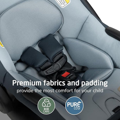 Maxi-Cosi Mico Pro Baby Infant Car Seat with Base, Ventilated Chair, Soft Headrest Pad, Easy-Install Latch, Adjustable Belt Guide, 3-Position Base, Stroller-Ready, 4-30 lbs, up to 32 in, Seascape