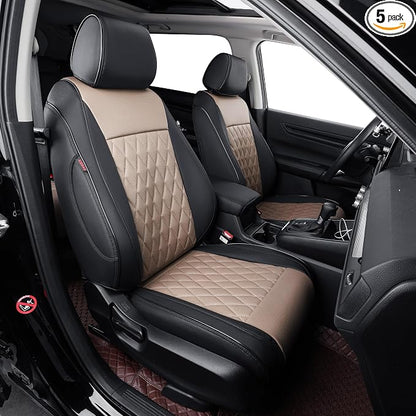 EKR CRV Seat Covers Custom Fit for Honda CRV 2017 2018 2019 2020 2021 2022,Leather Car Seat Cover Full Set for Trucks SUV,Waterproof Car Seat Cushion,Faux Leather (Red/Black)