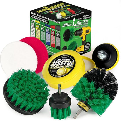 Electric Spin Scrubber Kitchen Cleaning Set with Multi-Purpose Cleaner Paste - Lemon Lime Scented, Stainless Steel Appliance, Oven, Stove Top, Microwave, Sink, Counter Top, Grout, Baseboard Cleaner