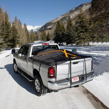 The Heavy Duty X-Cover by TRPx - Trailer and Truck Bed Cover Large - Integrated Heavy Duty Black Tarp and Tie Down System. Fits: Standard Bed, Long Bed Trucks and Utility Trailers up to 8' Long.