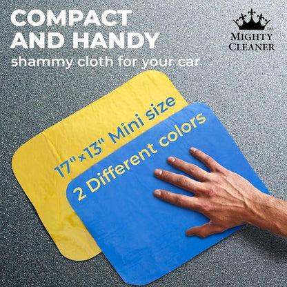 Premium 2pk Mini +1 Free Shammy Cloth for Car Drying - 17”x13” - Super Absorbent Chamois Towel for Car - Scratch-Free, Reusable & Soft Cleaning Towel