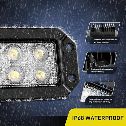 Nilight 15029S-B 2PCS 18w Flush Mount Lights Spot Work Driving Bar Off Road Led Jeep Truck Tacoma Bumper ATV UTV,2 Years Warranty