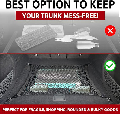 Floor Style Automotive Elastic Trunk Mesh Cargo Net for Audi Q5 Premium Prestige 2018-2025 - Premium Trunk Organizers and Storage - Luggage Net for SUV- Best Car Organizer for Audi Q 5