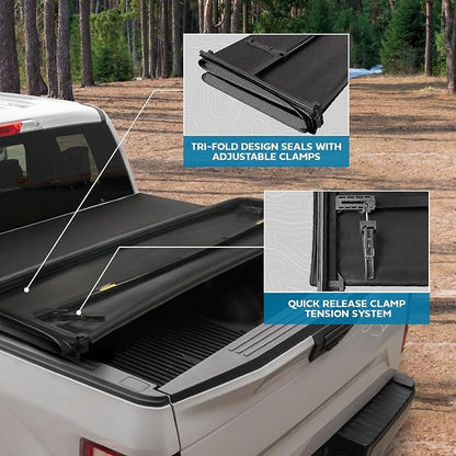 Truck Tonneau Cover for Ram 1500 (2009-2026) / Ram 2500 & 3500 (2009-2026) with 5.7 ft Bed, Soft Tri-Fold All-Weather Folding Truck Bed Cover Black (NO RAMBOX)