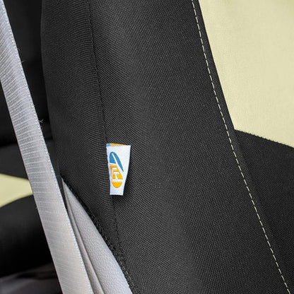 Universal Fit Chevron Flat Cloth Car Seat Covers Full Set - Beige