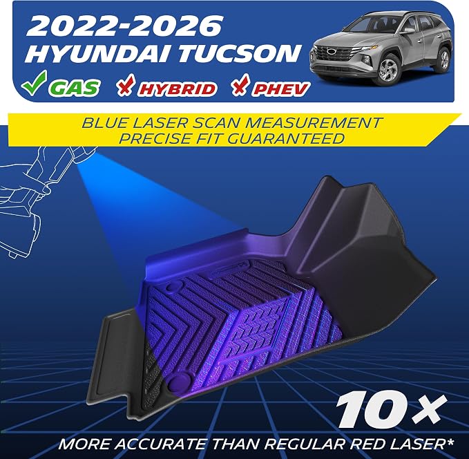 Michelin Vehicle Mats, All-Weather TPE Custom Fit Liner for 2022+ Hyundai Tucson Gas (4 Piece A), Premier
