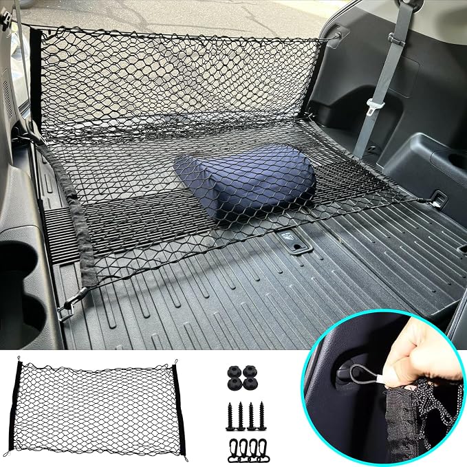 Rear Trunk Organizer Cargo Net Suitable for 2024 2025 2026 Toyota Grand Highlander Hybrid Limited Platinum Nightshade XLE LE Rear Trunk Mesh Cargo Storage Net Bag Grand Highlander Accessories