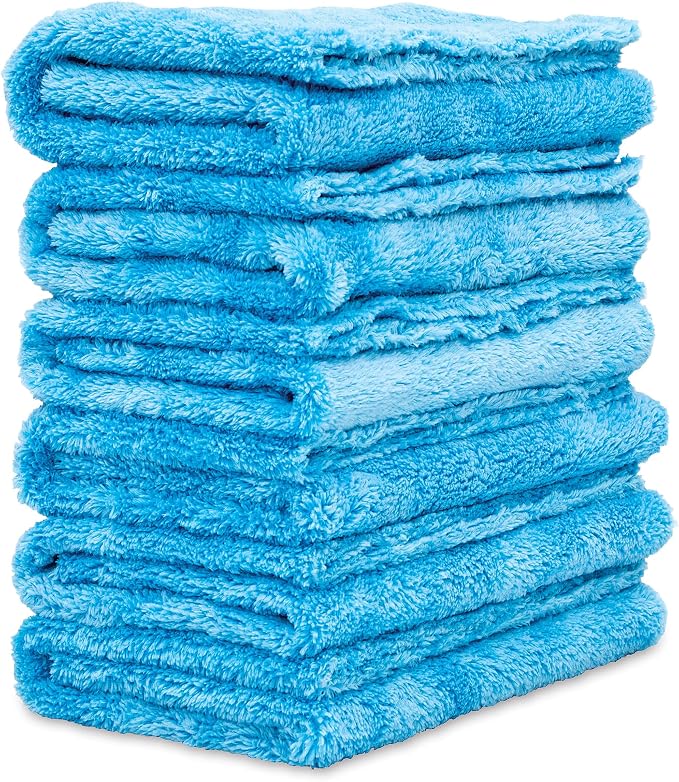 Griot's Garage Microfiber Plush Edgeless Towels, for Car Cleaning, Detailing and Polishing, Scratch-Free, 16” x 16”, Set of 6, 14901
