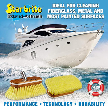 STAR BRITE 8" Premium Cleaning Brush - Synthetic Wood Block with High-Density Star Prene Fibers for Smooth & Painted Surfaces - Fits Star brite Extend-A-Brush Handles - Soft Bristle, Yellow (040170)