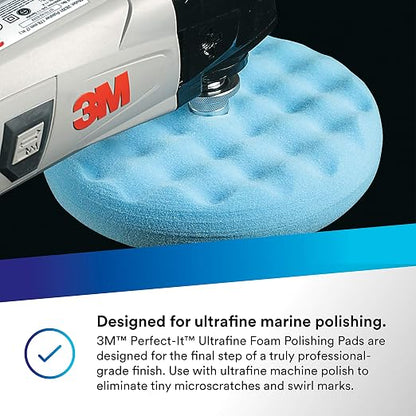 3M 05708 Perfect It Ultrafine Foam Polishing Pad Double Sided 8 Inches, Blue