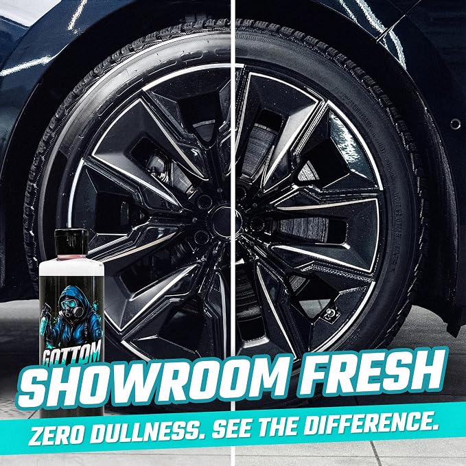 Gottom Tire & Trim Shine – 16oz, Scented Boosted Colada - Ultra High Gloss for Plastic Trim & Wheels – Water-Based Dressing – Car Tire Cleaner & Dressing – Car Detailing Supplies